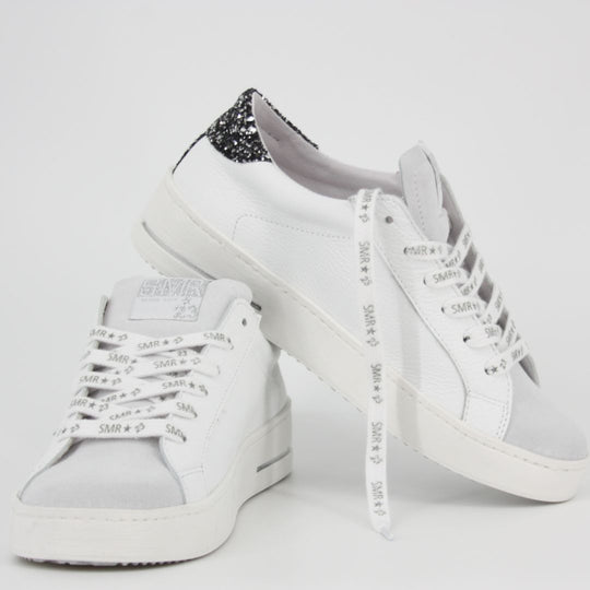 SMR23 MAYA White & Silver Leather Trainers