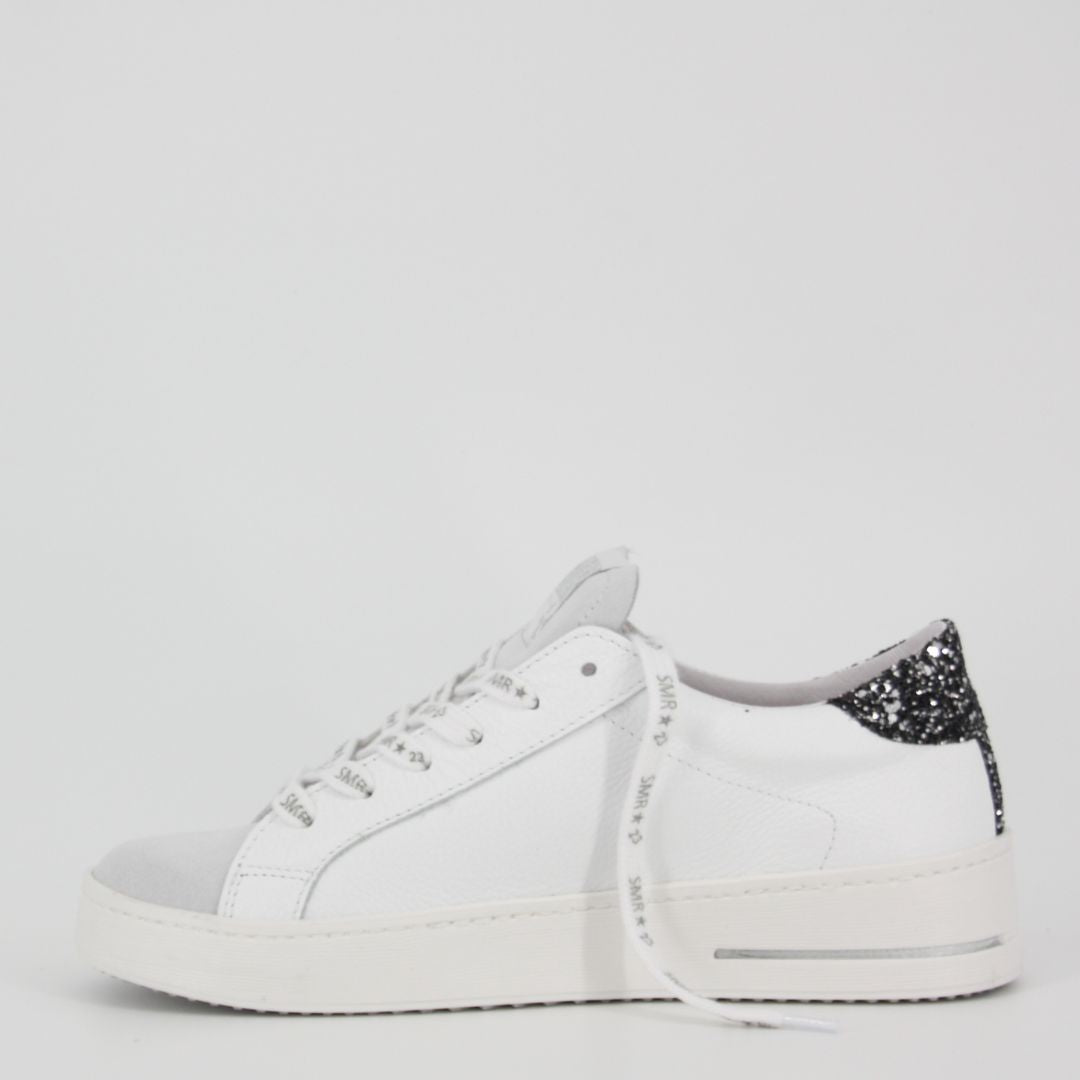 SMR23 MAYA White & Silver Leather Trainers