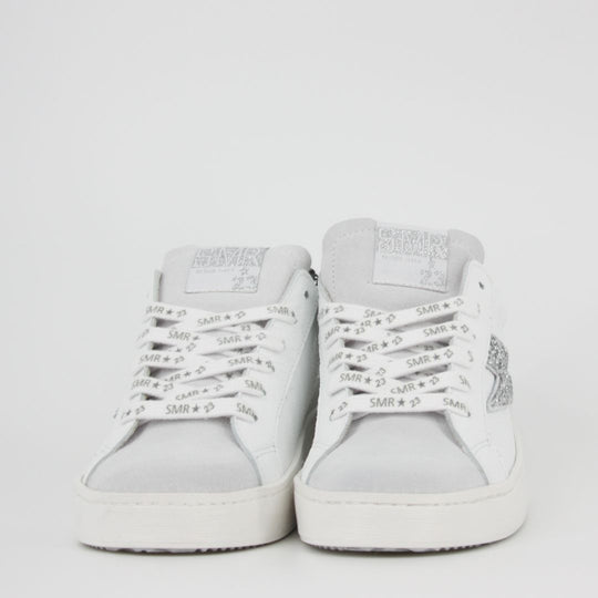 SMR23 MAYA White & Silver Leather Trainers