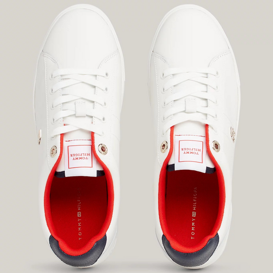 Tommy Hilfiger ESSENTIAL ELEVATED Ecru, Red & Navy Court Sneakers