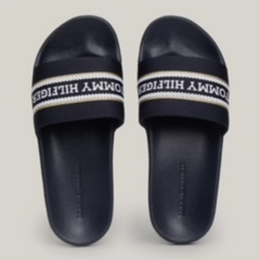 Tommy Hilfiger LOGO STRAP Webbing Navy Pool Slides