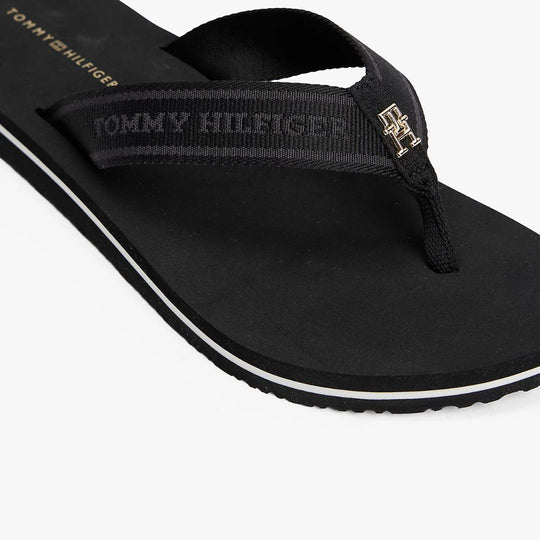 Tommy Hilfiger WEBBING Tonal Logo Black Flip-Flops