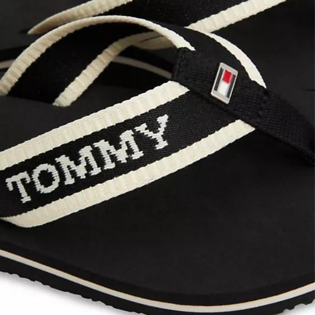 Tommy Hilfiger Webbing Pool Slide Black Flip-Flops