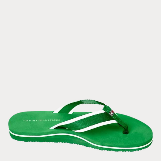 Tommy Hilfiger Webbing Pool Slide Olympic Green Flip-Flops