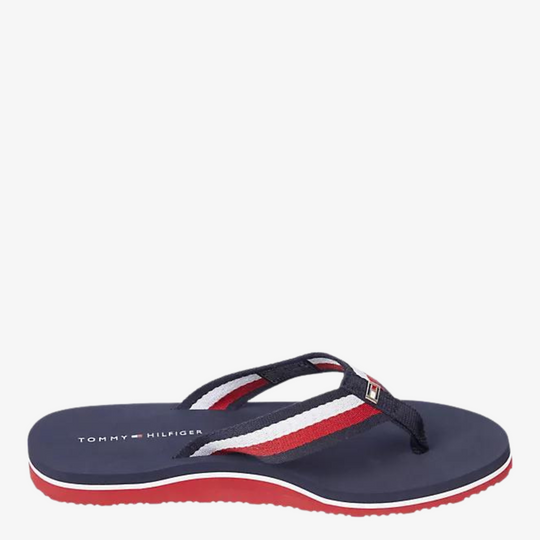 Tommy Hilfiger Webbing Pool Slide Navy, Red & White Flip-Flops