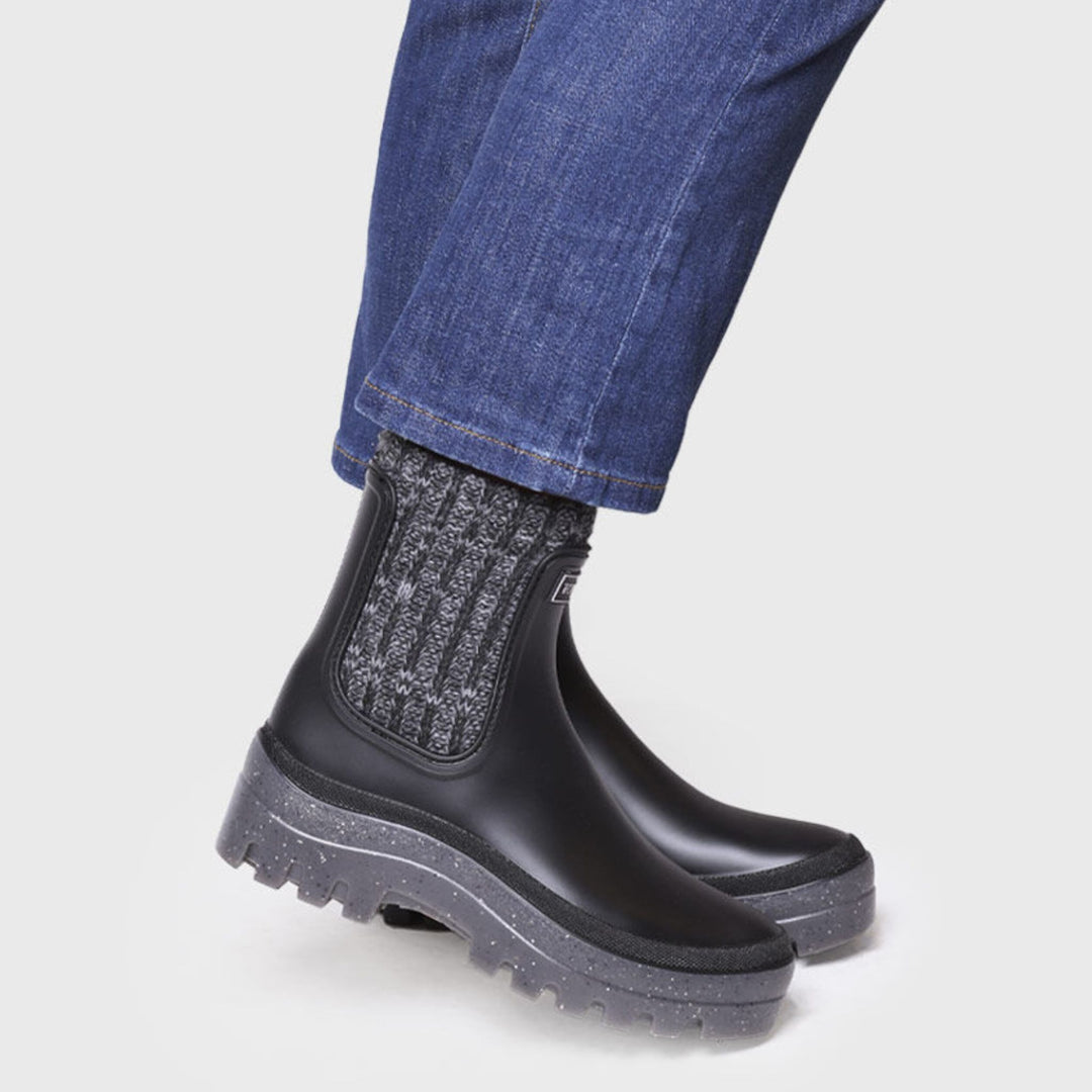 Toni Pons CAMOS Black Sock Welly Boots