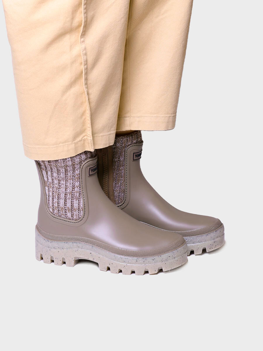 Toni Pons CAMOS Taupe Sock Welly Boots