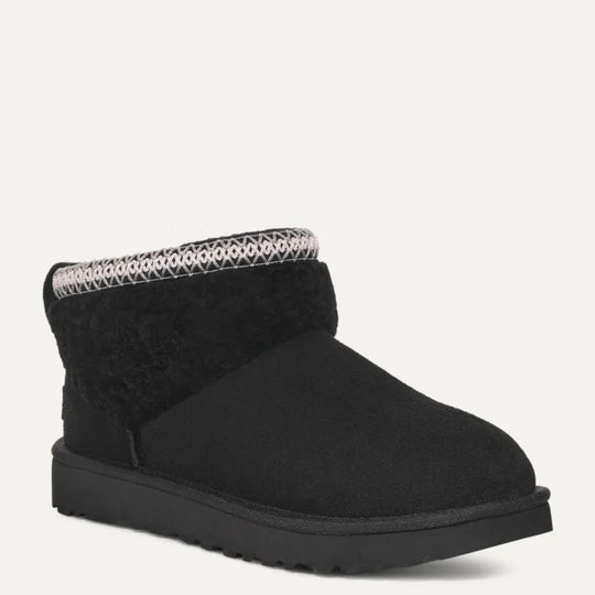 UGG Classic Ultra Mini Maxi Curly Black Boots