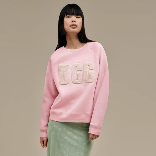 UGG MADELINE Fuzzy Logo Ashen Rose Crewneck