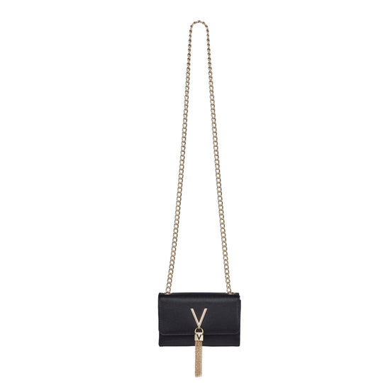 Valentino DIVINA Black and Gold Chain Crossbody Bag