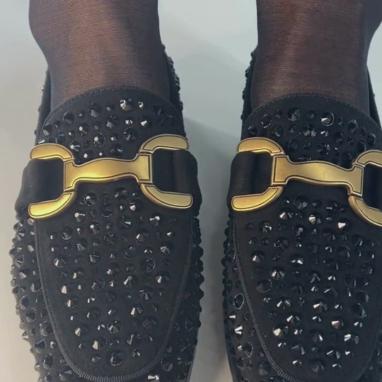 Bibi Lou VELA Studded Sparkle Black Loafer