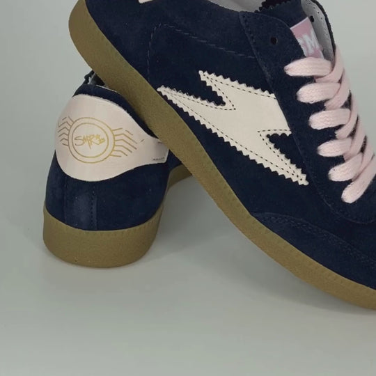 SMR23 ASLAN Navy & Pink Suede Trainers