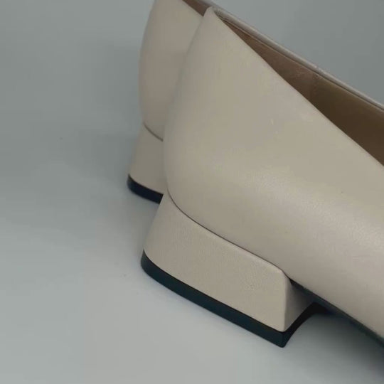 Gerry McGuire's LORENA Leather Navy and Sand Patent Pumps