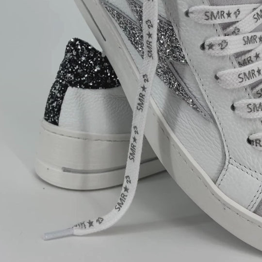 SMR23 MAYA White & Silver Leather Trainers