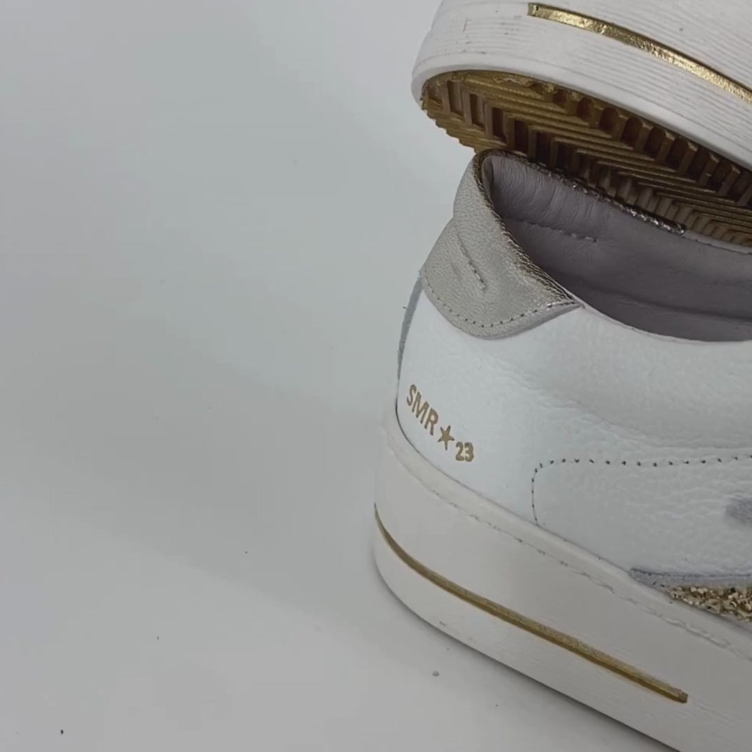 SMR23 MAYA White & Gold Leather Trainers