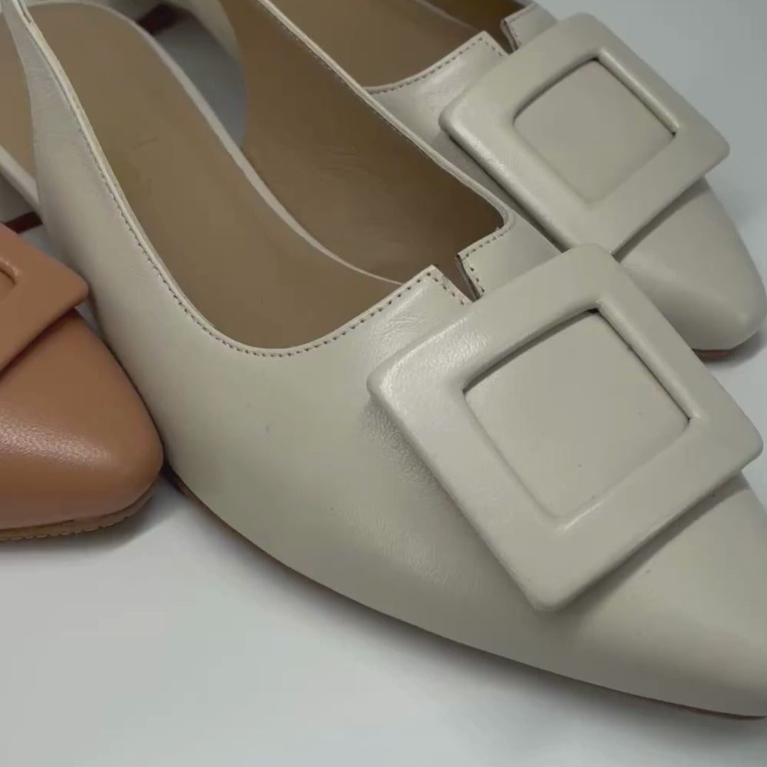 Gerry Mc Guire's SOFIA Leather Sling-back Sand Pumps