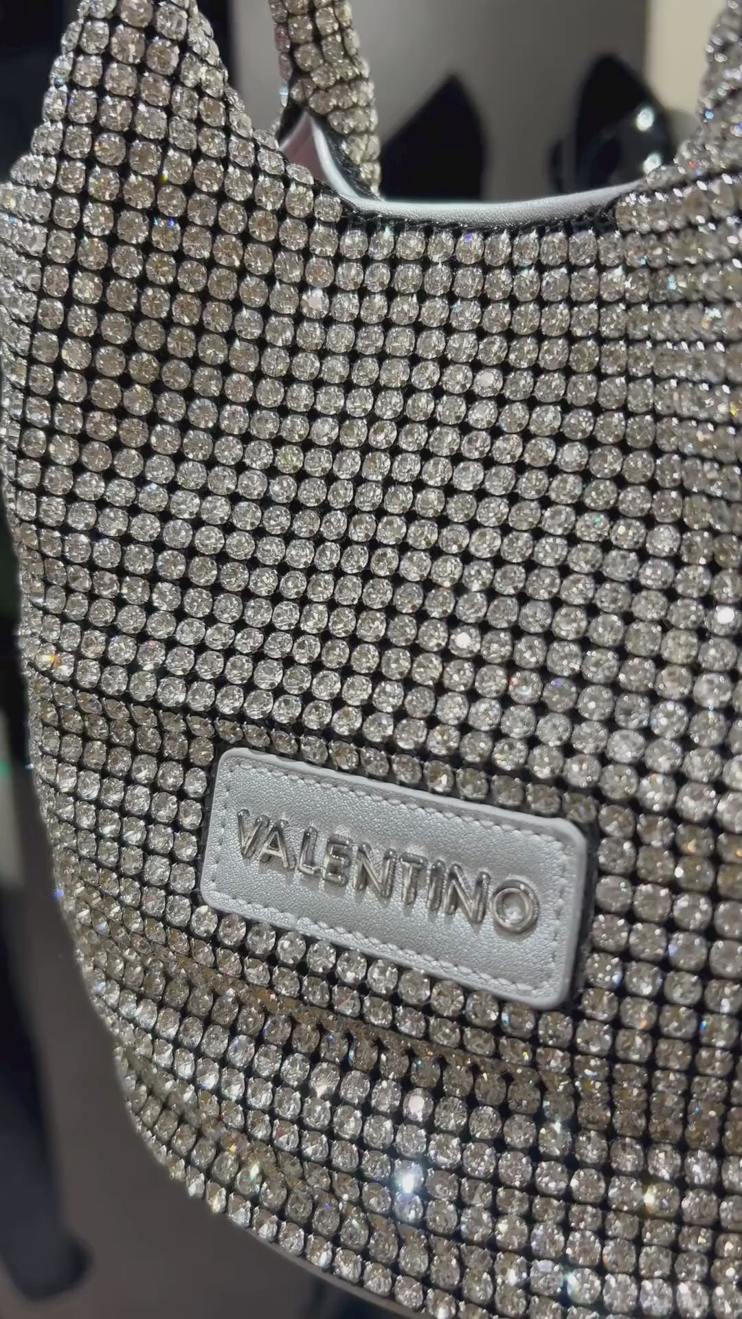 Valentino NABILAH Small Silver Sparkle Tote